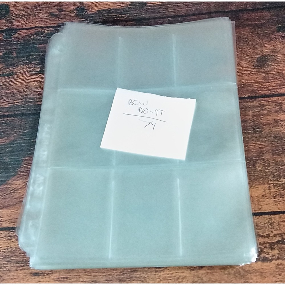 BCW Pro 9-Pocket Trading Card Storage Pages Lot of 74 Clear Binder Sheets